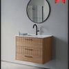 ארון אמבטיה דגם איטליה אלון טבעי רוחב 80 ס"מ משטח כיור תלוי