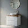 ארון אמבטיה דגם אופק לבן משטח בוצ'ר 80 ס"מ עומק 47 ס"מ תלוי