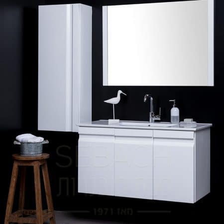 ארון אמבטיה דגם ברנדה נובל צבע לבן ברוחב 100 ס"מ עומק 47
