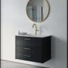 ארון אמבטיה דגם איטליה שחור רוחב 80 ס"מ עומק 40 משטח כיור תלוי