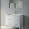 ארון אמבטיה דגם אופק לבן תלוי משטח כיור 100 ס"מ עומק 47 ס"מ רגליים