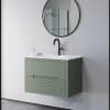 ארון אמבטיה דגם אופק חריצים ירוק חאקי משטח כיור 80 ס"מ עומק 47 ס"מ תלוי