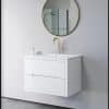 ארון אמבטיה דגם אופק חריצים לבן משטח כיור 80 ס"מ עומק 47 ס"מ תלוי