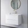 ארון אמבטיה דגם אופק חריצים לבן משטח כיור 90 ס"מ עומק 47 ס"מ תלוי