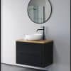 ארון אמבטיה דגם אופק חריצים שחור משטח בוצ'ר 80 ס"מ עומק 47 ס"מ תלוי