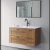 ארון אמבטיה דגם חגית עץ אלון משטח כיור תלוי רוחב 100 ס"מ עומק 47 ס"מ