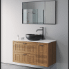 ארון אמבטיה דגם חגית עץ אלון משטח קוריאן תלוי רוחב 100 ס"מ עומק 47 ס"מ