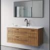 ארון אמבטיה דגם חגית עץ אלון רוחב 120 ס"מ עומק 47 משטח כיור תלוי