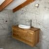 ארון אמבטיה דגם חגית עץ אלון 120 ס"מ עם כיור לבן חצי שקוע
