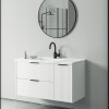 ארון אמבטיה דגם וינה לבן משטח כיור אינטגרלי 100 ס"מ עומק 47 ס"מ תלוי