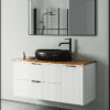ארון אמבטיה דגם וינה לבן משטח בוצ'ר 120 ס"מ עומק 47 ס"מ תלוי