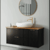 ארון אמבטיה דגם וינה שחור משטח בוצ'ר 120 ס"מ עומק 47 ס"מ תלוי