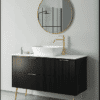 ארון אמבטיה דגם וינה שחור משטח קוריאן 120 ס"מ עומק 47 ס"מ עם רגליים