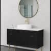 ארון אמבטיה דגם אמסטרדם שחור רוחב 120 ס"מ עם קוריאן לבן עם רגליים