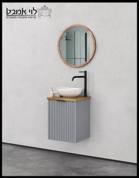 ארון אמבטיה דגם אפי רוחב 40 עומק 30 צבע תכלת אפרפר