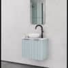 ארון אמבטיה רוחב 60 עומק 30 דגם אפי תכלת שמים משטח קוריאן