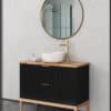 ארון אמבטיה חגית מודרני שחור עומד על רגליים משטח בוצ'ר 90 ס"מ עומק 45
