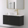 ארון אמבטיה דגם רומא שחור משטח קוריאן 120 ס"מ עומק 47 ס"מ תלוי