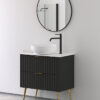 ארון אמבטיה דגם רומא שחור משטח קוריאן לבן עם רגליים