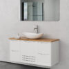 ארון אמבטיה דגם אמסטרדם מודרני לבן רוחב 120 ס"מ עם משטח בוצ'ר תלוי